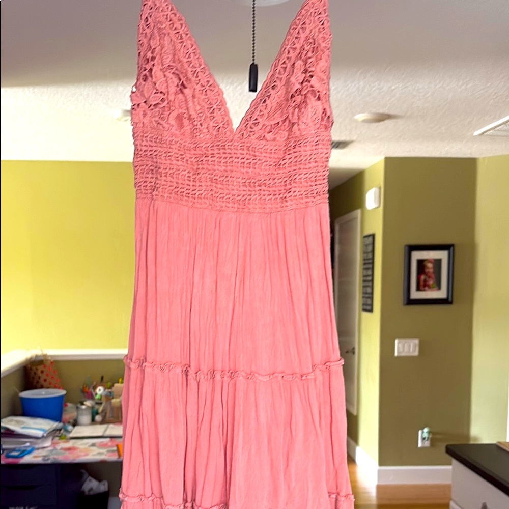 Boho pink lace dress